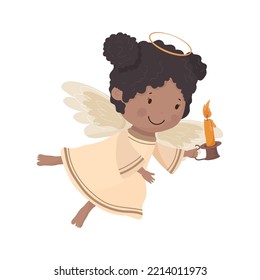 Children angels. Cute cartoon Christmas character.