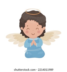 Children angels. Cute cartoon Christmas character.