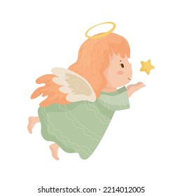 Children angels. Cute cartoon Christmas character.