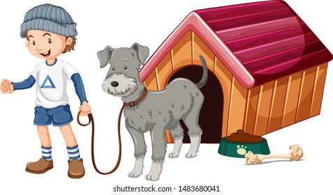 Niños con animales ilustrados de fondo aislado