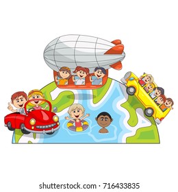Children around the world cartoon vector illustration