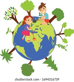 children around the world planting tree