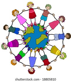 Children around the world - Vector