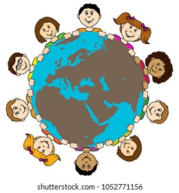 Children around the world vector drawing