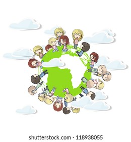 children around the world. Vector illustration.