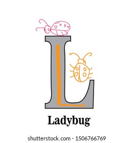 the children art alphabet with ladybug words