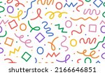 Children art background with colorful line doodle style seamless pattern and vector illustration design.