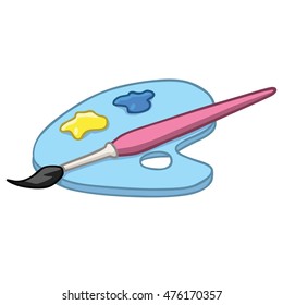 Children Art Palette Colorful Creativity Cartoon Illustration Vector Icon
