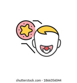 Children astma line color icon. Sign for web page, mobile app
