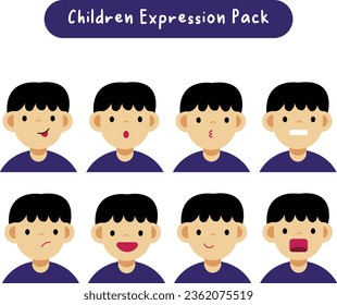 Children Avatar Expression Vector Illustration