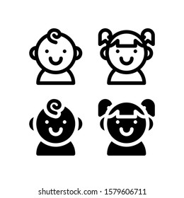 Children Avatar Icon. People Icon Set Vector Logo Symbol.

