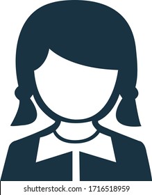 Children avatar icon, schoolgirl vector