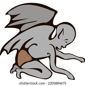 Children Baby In Halloween Animal Costumes. A Little Kid In A Cute Gargoyle Costume Is Playing With Fire. Funny Cute Baby Cartoons. Flat Vector Illustration