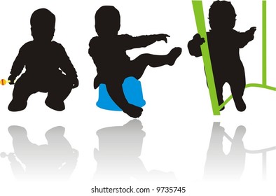 Children. Baby. Silhouette. Vector