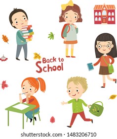 Children back to school. girls and boys
