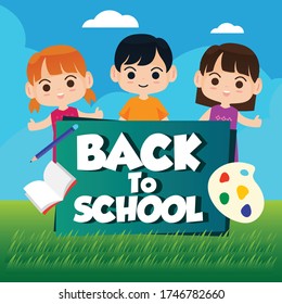 children back to school illustration