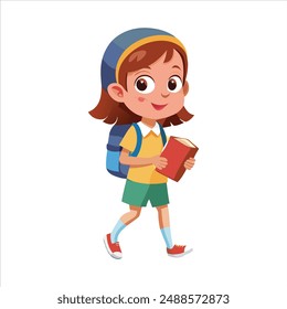 Niños de vuelta a la escuela Vector de silueta con fondo blanco