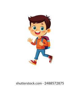 Niños de vuelta a la escuela Vector de silueta con fondo blanco
