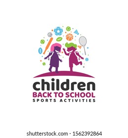 Children Back to School with Sports Equipment