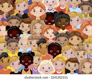 
Kinderhintergrund. Gesicht Avatar glücklicher Hintergrund. Vektorgrafik.