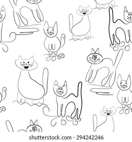 children background seamless pattern with cats