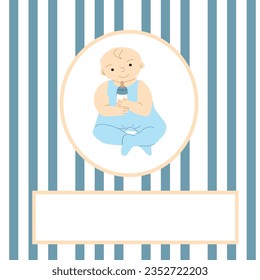 Kinderhintergrund mit einem kleinen Jungen in blauer Farbe