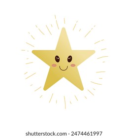 Children background star with cute face. Have a good night sleep, make a wish. Pastel colors, vector design.