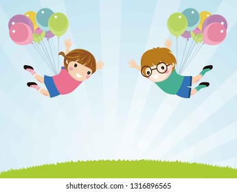 Children and balloon