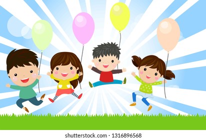 Children and balloon