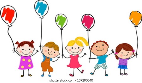 Children and balloon