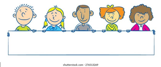 Children with banner