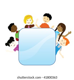 children with banner