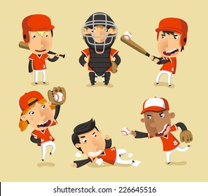 Children Baseball Team, vector illustration cartoon.