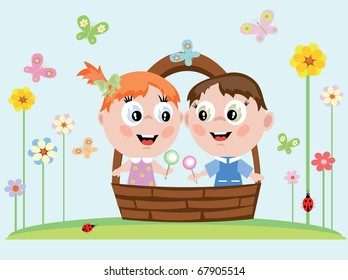 Children in the basket