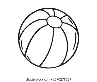 children beach ball doodle hand drawn icon. Outline drawing line clipart inflatable beach ball symbol. Vector illustration