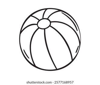 children beach ball doodle hand drawn icon. Outline drawing line clipart inflatable beach ball symbol. Vector illustration