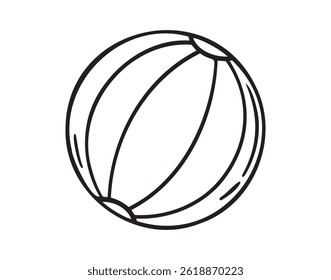 children beach ball doodle hand drawn icon. Outline drawing line clipart inflatable beach ball symbol. Vector illustration