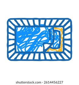 children bed top view doodle icon sketch vector. children bed top view sign. isolated symbol illustration