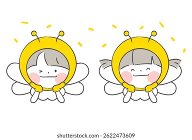 Children in Bee Costumes Resting Their Chins on Their Hands
