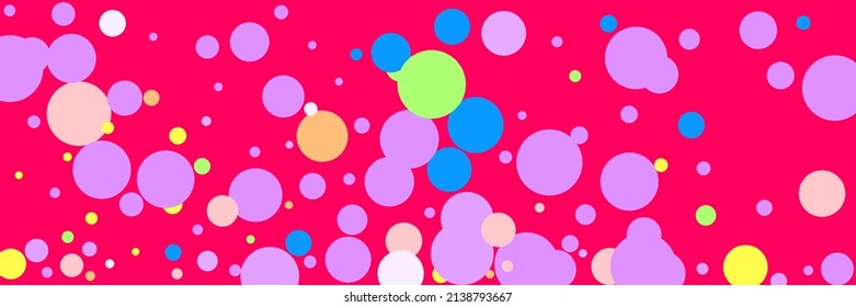 Children Beige Bright Multicolor Rainbow Wallpaper. Vibrant Pink Pastel Circles Color Yellow Background. Blue Dark Violet Purple Kids Red Textile. Play Indigo Green Vivid White Pattern.