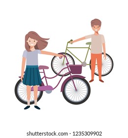 children with bicycle avatar character