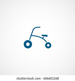 Children Bicycle Blue Flat Icon On White Background