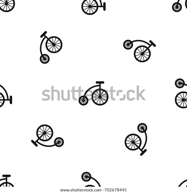 Children bicycle pattern\
repeat seamless in black color for any design. Vector geometric\
illustration