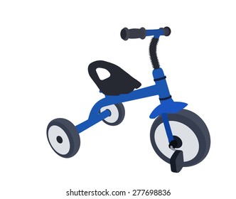 Children Bicycle with Three Wheels. Isolated on White Background.
