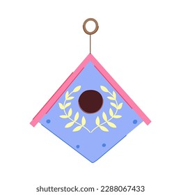 children bird house cartoon. cute branch, nest children bird house sign. isolated symbol vector illustration