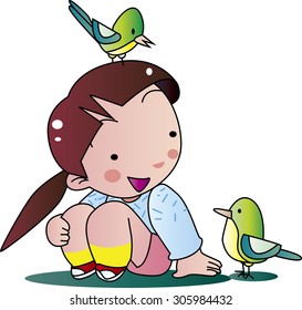 Children and birds