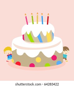 Children and birthday cake