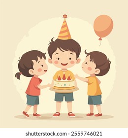 Children birthday celebrating illustration vector design, Birthday celebrating vector design