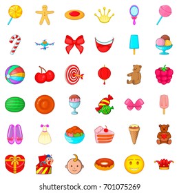 Children birthday icons set. Cartoon style of 36 children birthday vector icons for web isolated on white background