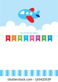 children birthday invitation with cute airplane